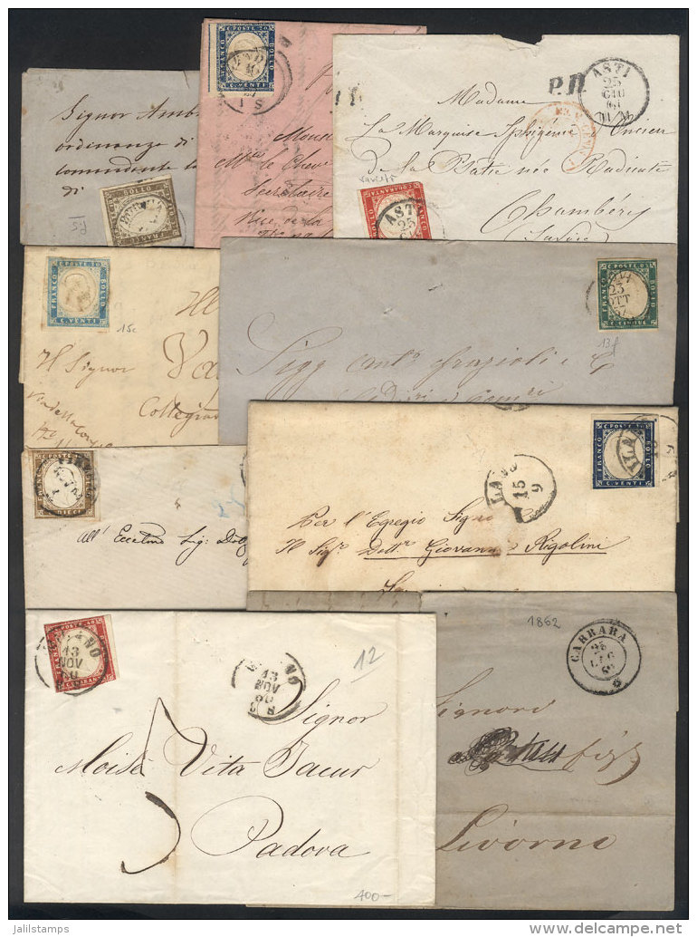 9 Letters Or Folded Covers Used Between 1857 And 1861, Franked With Sardinia Stamps, Some Scarce Colors, Nice... - Non Classificati