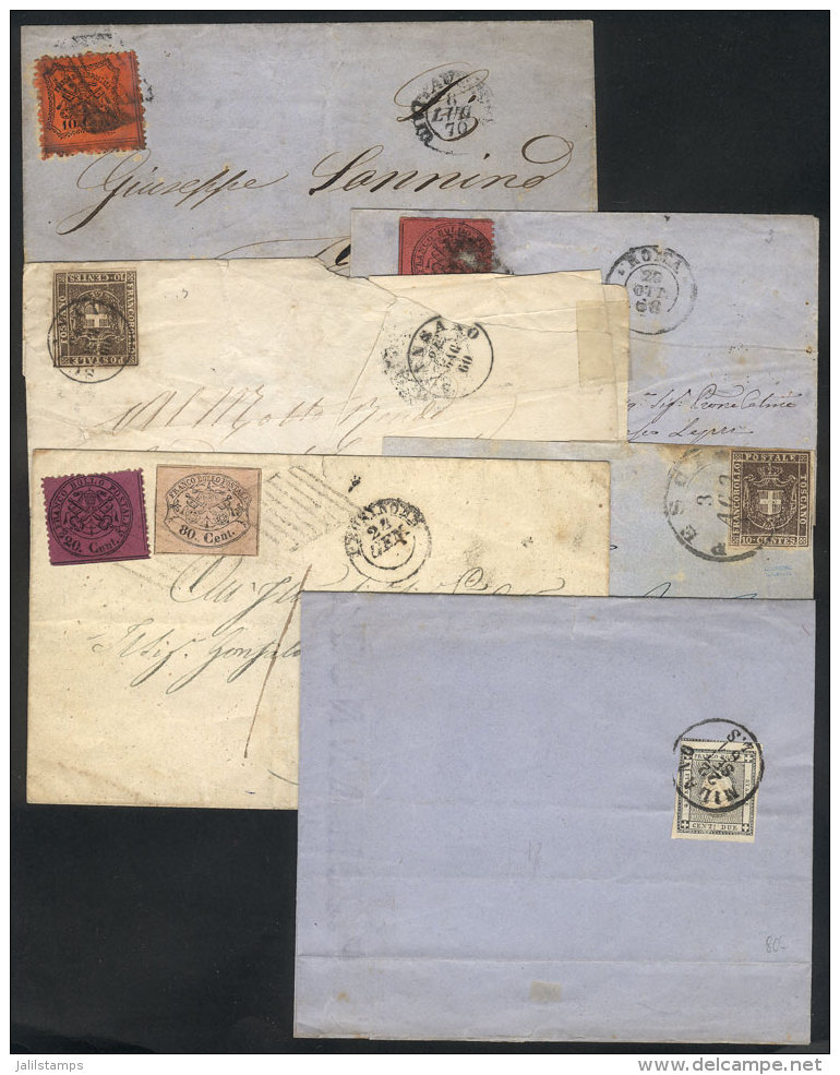 6 Letters, Folded Covers Or Large Fragments Used Between 1860 And 1870, Interesting! - Non Classificati