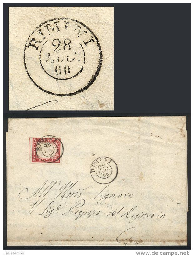 Folded Cover Used In Rimini On 28/JUL/1860, Franked With 40c., Very Nice! - Non Classificati