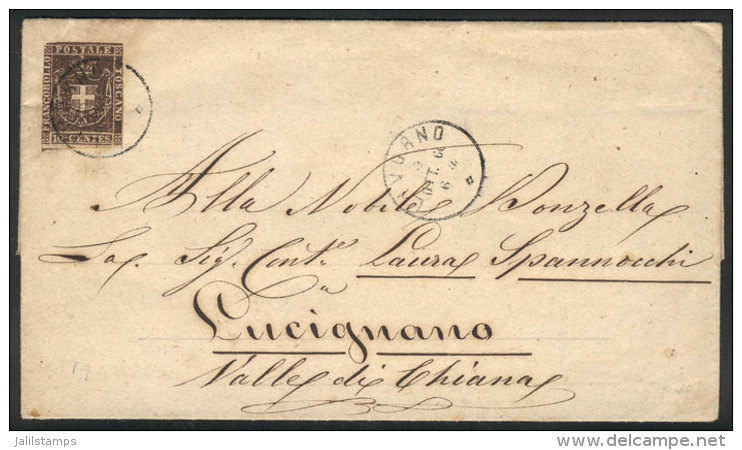 Entire Letter Sent From Livorno To Lucignano On 3/OC/1860, Franked By Sc.19 Of Toscana (short Margins), Very Fresh,... - Non Classificati