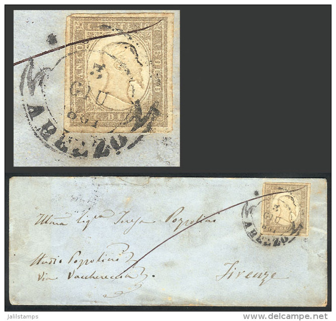 Cover Sent From Arezzo To Firenze On 3/JUN/1861, Franked By Sc.11g Of Sardinia (10c. Gray), Very Nice, Catalog... - Non Classificati
