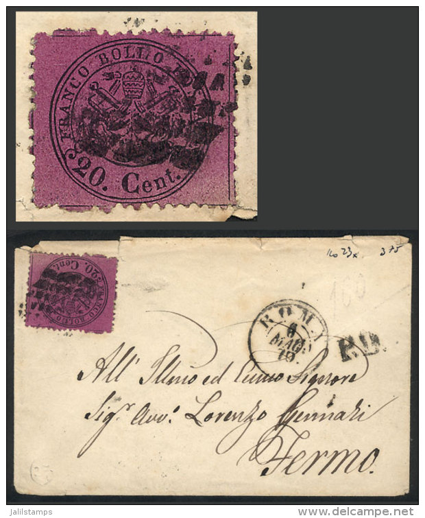 Cover Sent From Roma To Fermo On 6/MAY/1870, Franked With Sc.23 Of Vatican States, VF Quality! - Non Classificati