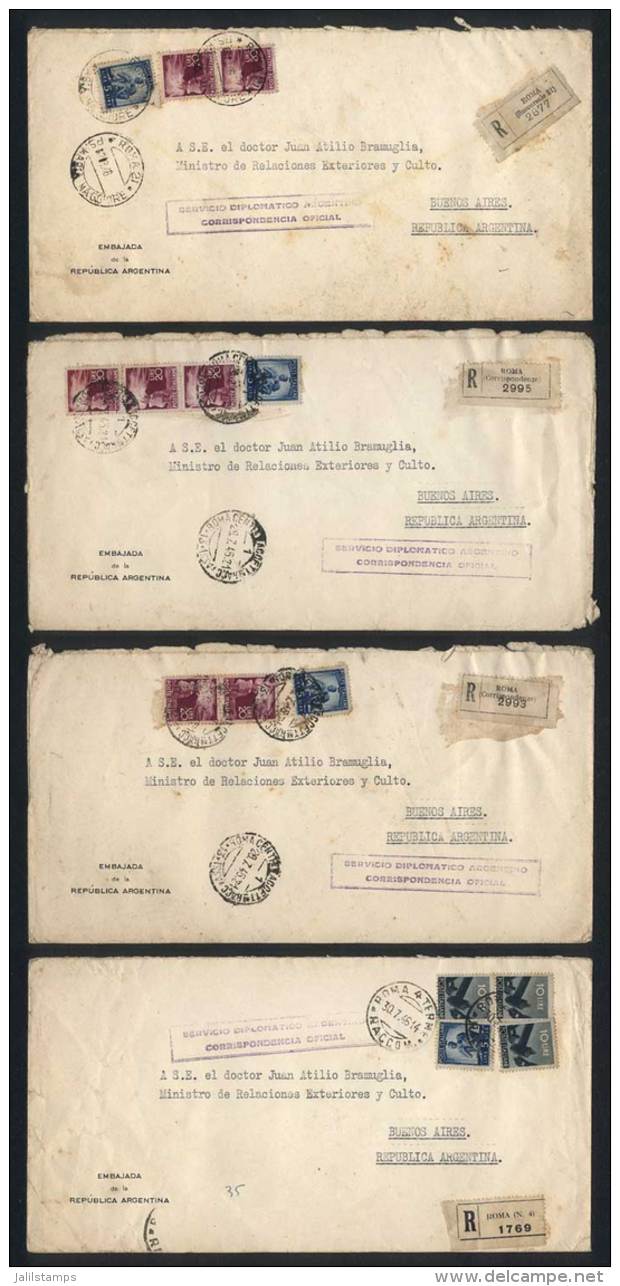 4 DIPLOMATIC Covers Sent By Registered Mail To Argentina In 1946, Very Interesting! - Non Classificati