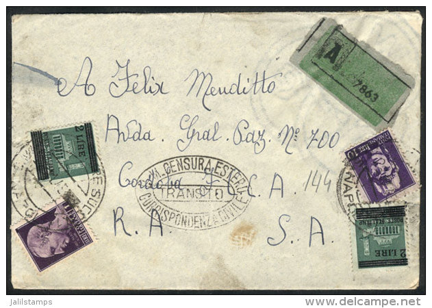 Registered Cover Sent To Argentina In JAN/1946 Franked With 15L., Missing The Back Flap Else VF Quality! - Non Classés