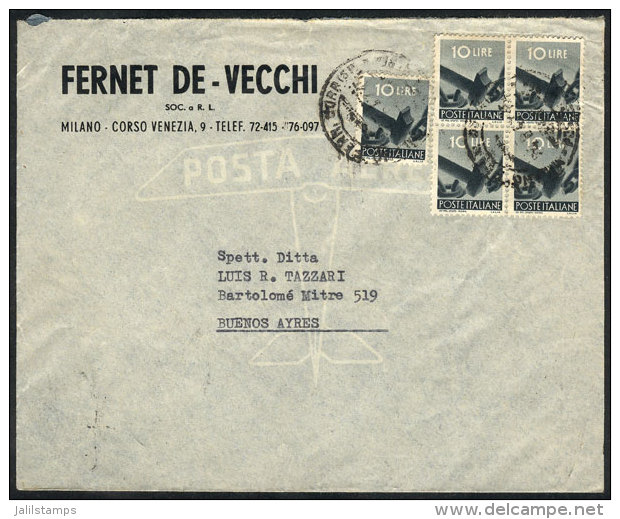 Airmail Cover Franked With 50L.!!, Sent From Milano To Buenos Aires On 24/JUN/1947 (arrival Backstamp For 1/JUL),... - Non Classificati
