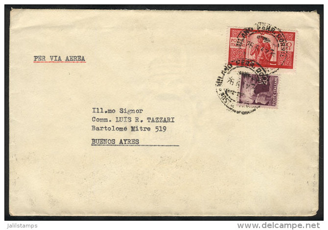 Airmail Cover Franked With 120L. Including The 100L. Democratica, Sent From Milano To Argentina On 26/JUN/1947, VF... - Non Classés