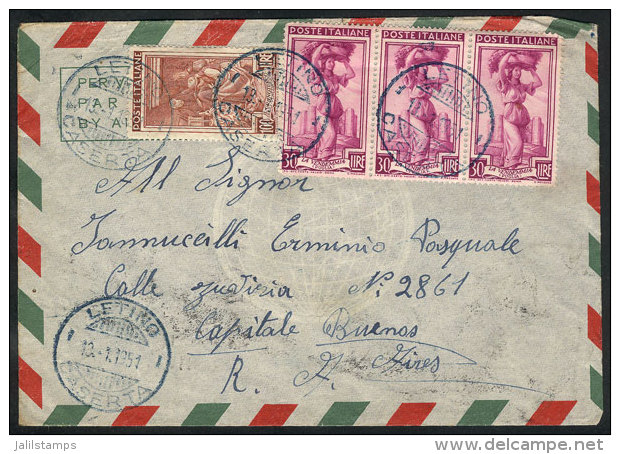 Airmail Cover Sent From Letino To Argentina On 10/JA/1951 Franked With 190L., VF Quality! - Non Classificati
