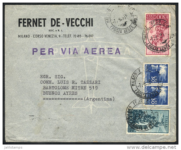 Airmail Cover Franked With 460L., Sent From Milano To Argentina On 7/AU/1951, VF! - Non Classés
