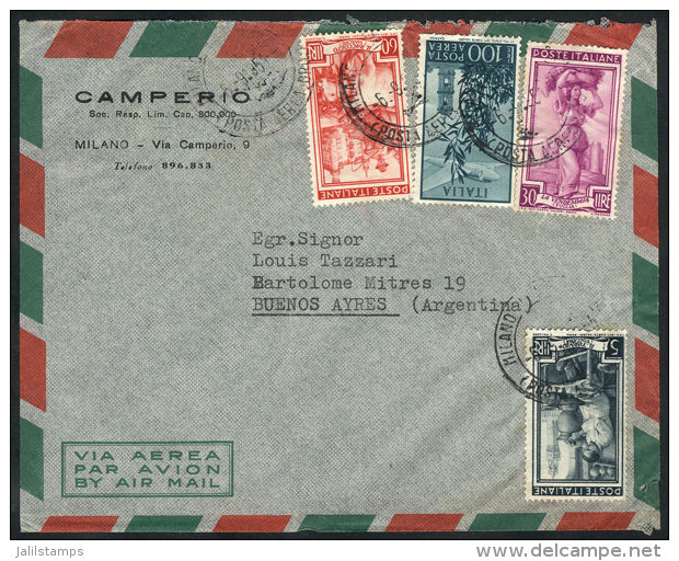 Airmail Cover Franked With 195L., Sent From Milano To Argentina On 6/SE/1951, Fine Quality! - Non Classificati