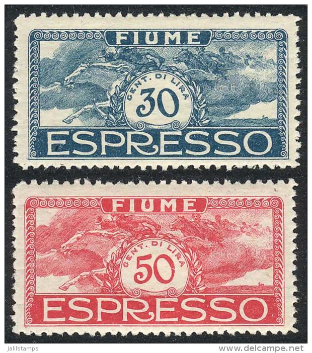Sc.E2/3, 1920 Horses, Compl. Set Of 2 Values, Very Lightly Hinged, Excellent Quality, Catalog Value US$50. - Fiume