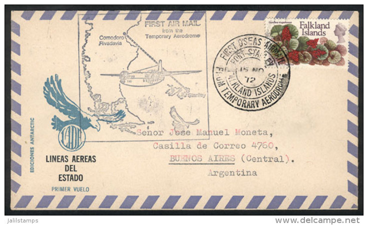 15/NO/1972 LADE First Airmail From The Temporary Aerodrome In Stanley To Comodoro Rivadavia, Excellent Quality! - Falkland