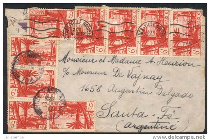 Airmail Cover Sent From Mekn&eacute;s-Ville Nouvelle To Argentina On 9/OC/1948, Fantastic Postage Of 54Fr., Scarce... - Altri & Non Classificati