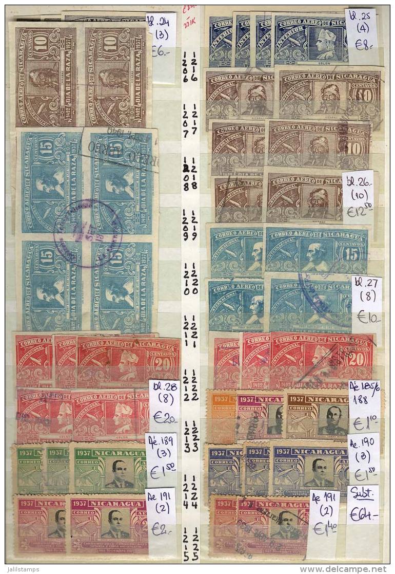 Large Stock Of Airmail Stamps, Used And Mint (between 166 And 952, Incomplete), Acceptable Amount Of Each Value,... - Nicaragua