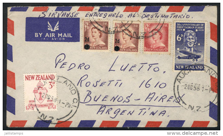 Airmail Cover Sent To Argentina On 2/OC/1958, Nice Postage! - Other & Unclassified