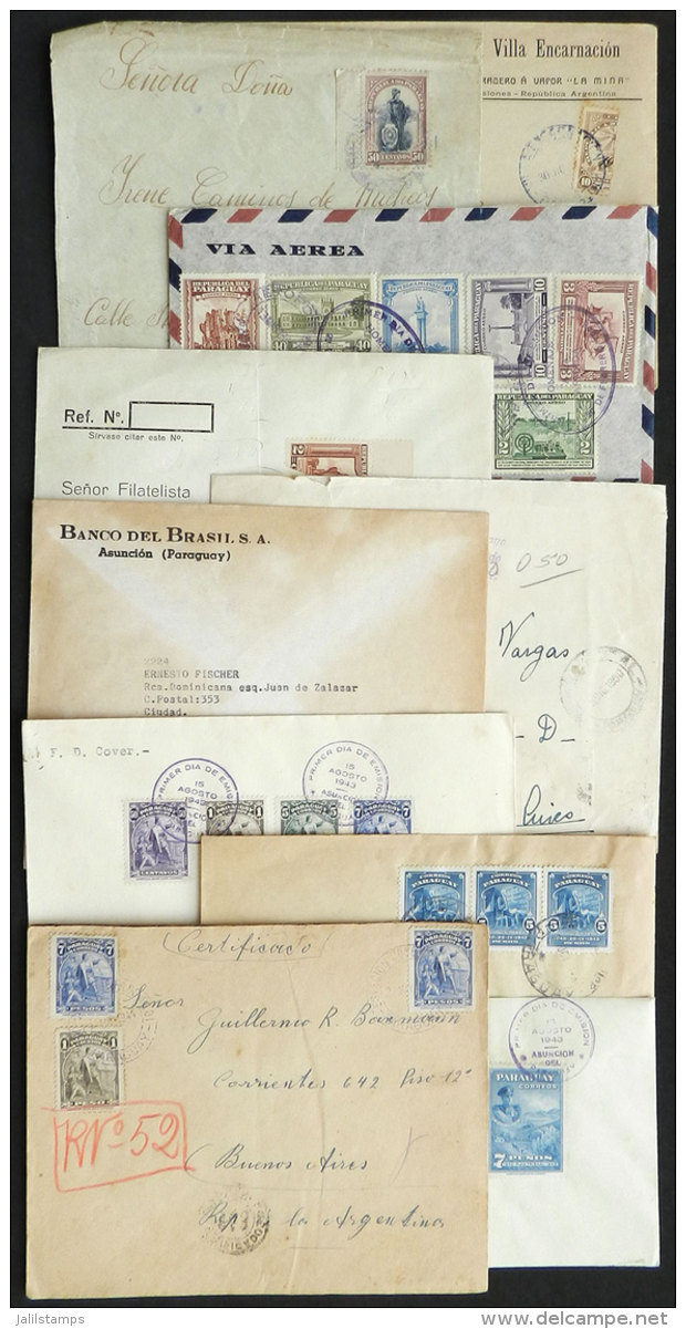 10 Covers Used Between 1917 And 1950, Nice Postages And Cancels! - Paraguay