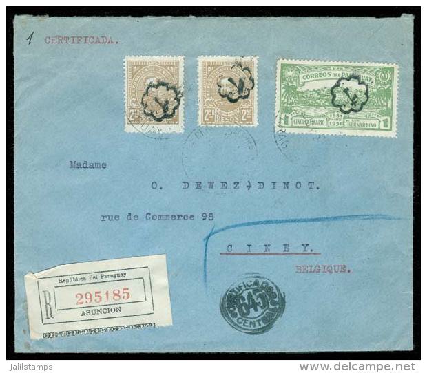 Registered Cover Sent From Asunci&oacute;n To Belgium On 10/DE/1931, Franked With 5P. And Cancelled By "7" Inside... - Paraguay