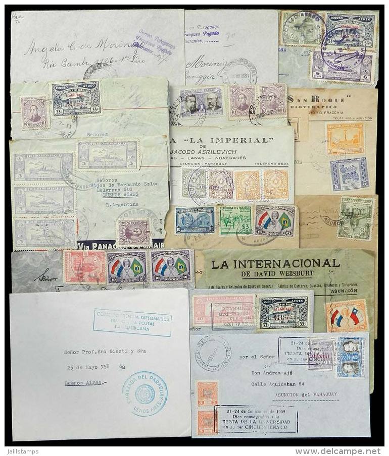 15 Covers Used Between 1939 And 1955, Interesting And Varied Postages And Postmarks, Fine Quality! - Paraguay