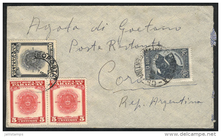 MIXED POSTAGE: Airmail Cover Sent To Argentina In FE/1950 Franked With 30c. + Argentina Stamp Of 20c. To Pay The... - Paraguay