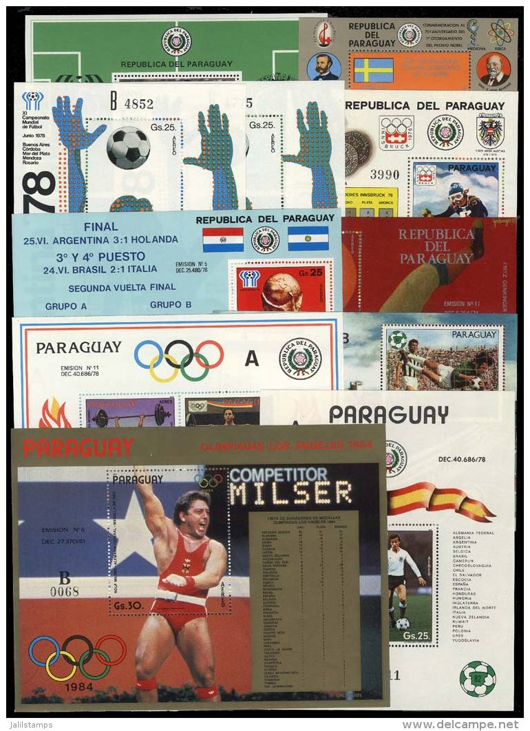 TOPIC SPORT: 11 Souvenir Sheets, MNH And Of Excellent Quality, Topic Sports (most FOOTBALL), Very High Catalog... - Paraguay