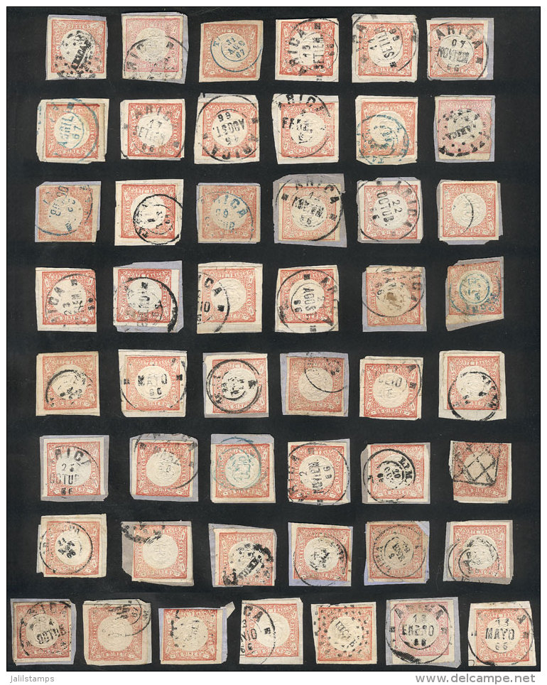 Sc.12, 49 Used Examples (almost All On Fragments), Most Of Very Fine Quality, And Many With Datestamps Of TACNA And... - Pérou