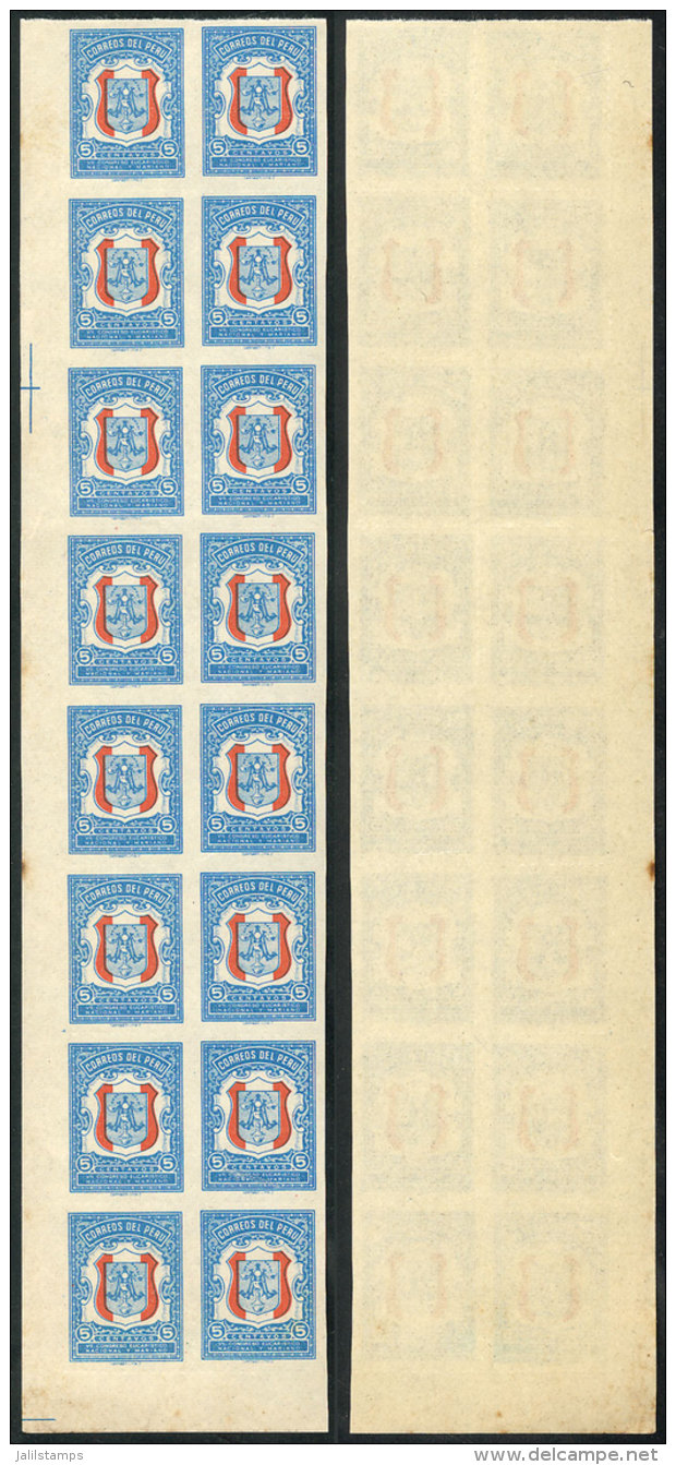 Sc.RA34, 1954 Postal Tax Of 5c. To Collect Funds For The Eucharistic Congress, Block Of 16 Containing 4 Pairs... - Perù