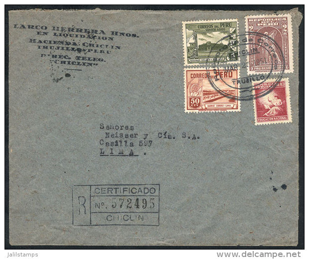 Registered Cover Sent From CHICL&Iacute;N To Lima (rare Postmark) On 25/MAR/1951 + 6 Covers Posted In Various... - Pérou