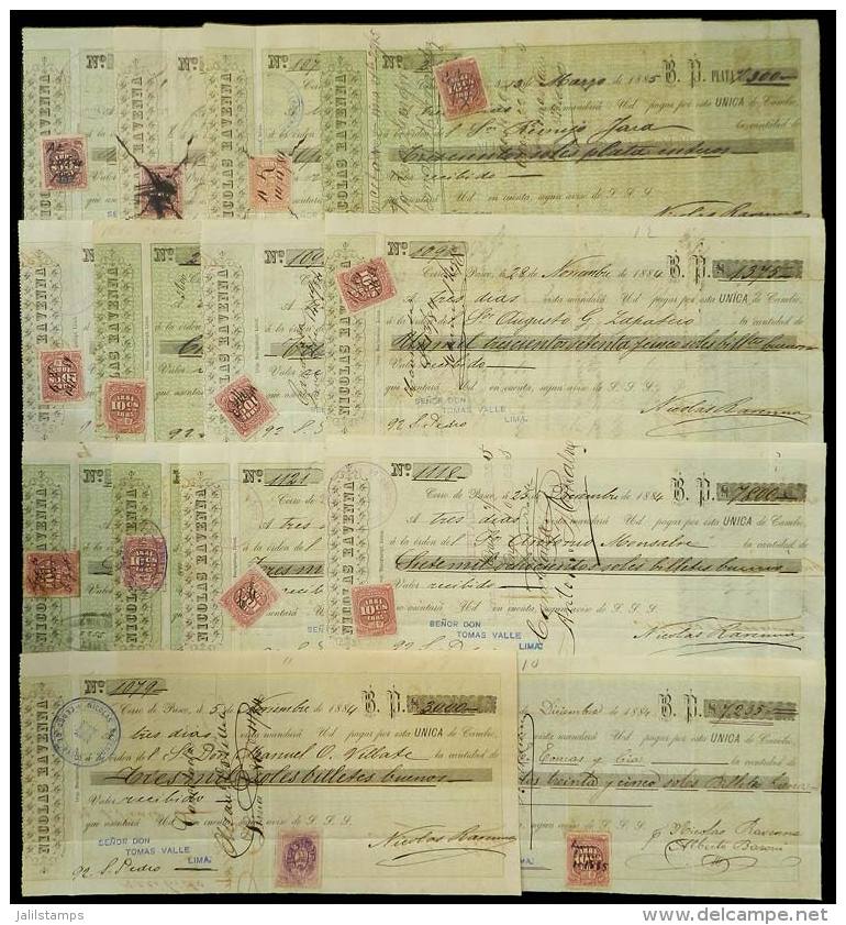 Circa 1880, 36 Rare Revenue Stamps For Promissory Notes, VF Quality! - Perù