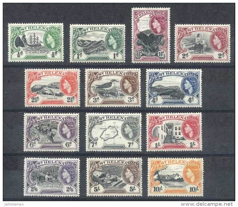 Sc.140/152, 1953 Bird And Landscapes, Complete Set Of 13 Values, Very Fine Quality, Catalog Value US$103+ - Saint Helena Island