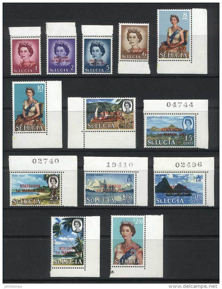 Sc.215/225 + 1c. And $2.50 With The Same Overprint, 1967 Complete Set Of 13 Unmounted Values, Excellent Quality! - Ste Lucie (...-1978)