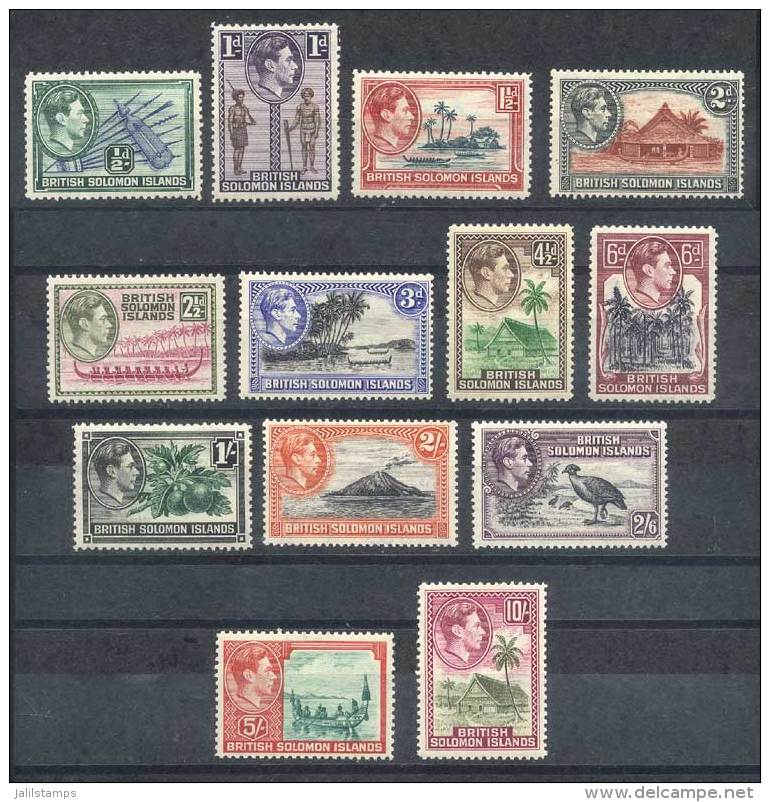 Sc.67/79, 1939/51 Bird, Landscapes Etc., Complete Set Of 13 Values, Very Fine Quality! - Isole Salomone (...-1978)