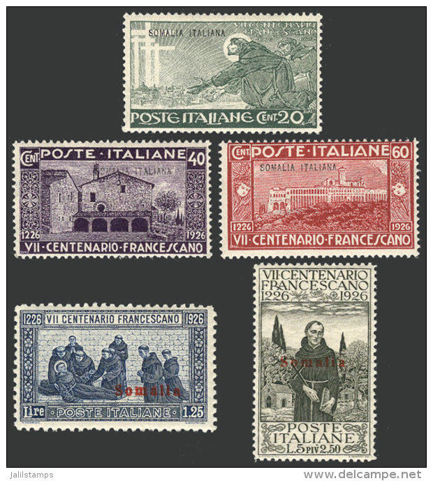 Sc.78/82, 1926 Saint Francis Of Assisi, Cmpl. Set Of 5 Values, MNH, VF Quality! - Terra Di Somalia