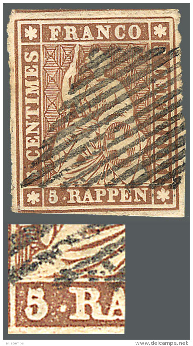 Sc.24, 1855/7 5R. Yellow-chestnut, With VARIETY: Spot Between "5" And "R", VF Quality! - Altri & Non Classificati