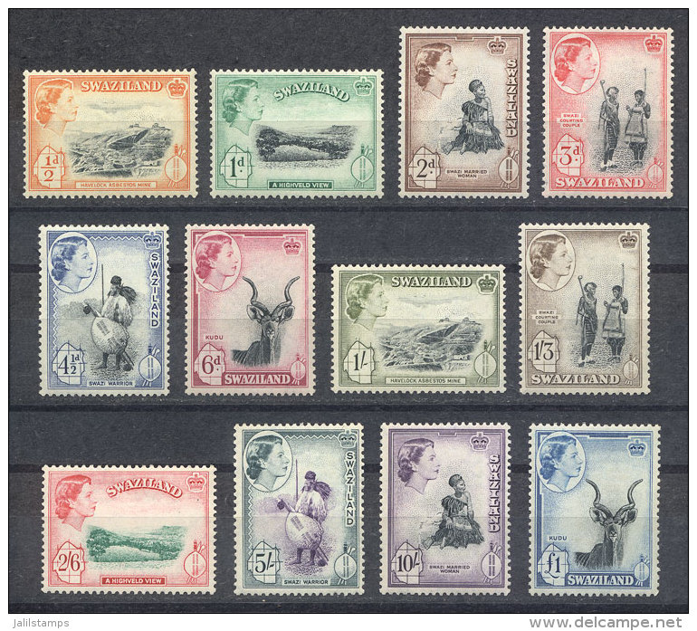 Sc.55/66, 1956 Animals, Typical Costumes And Landscapes, Complete Set Of 12 Values, Very Fine Quality, Catalog... - Swaziland (...-1967)