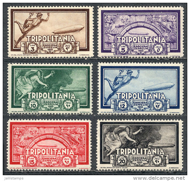 Sc.C21/C26, 1933 Zeppelin, Cmpl. Set Of 6 Values, MNH, VF Quality! - Tripolitania