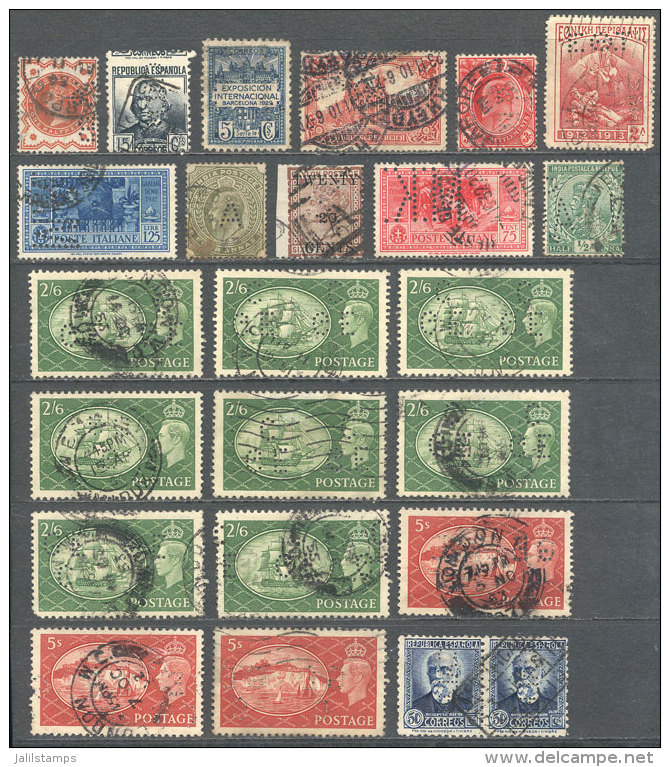 PERFINS: Lot Of Stamps With Varied Commercial Perfins, Most Of Fine Quality! - Altri & Non Classificati