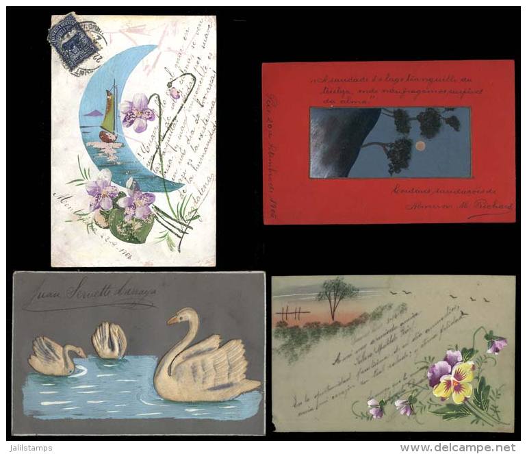 HAND-PAINTED: 8 Old Beautiful PCs, Most Of Fine To VF Quality! - Non Classificati