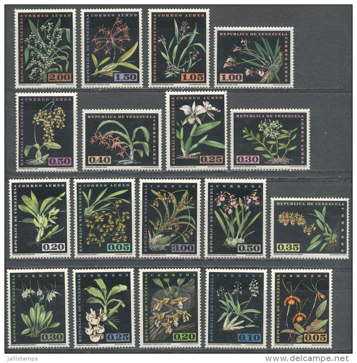 Yv.649/56 + A.755/64, 1962 Flowers (orchids), Cmpl. Set Of 18 Values, MNH, VF Quality! - Venezuela