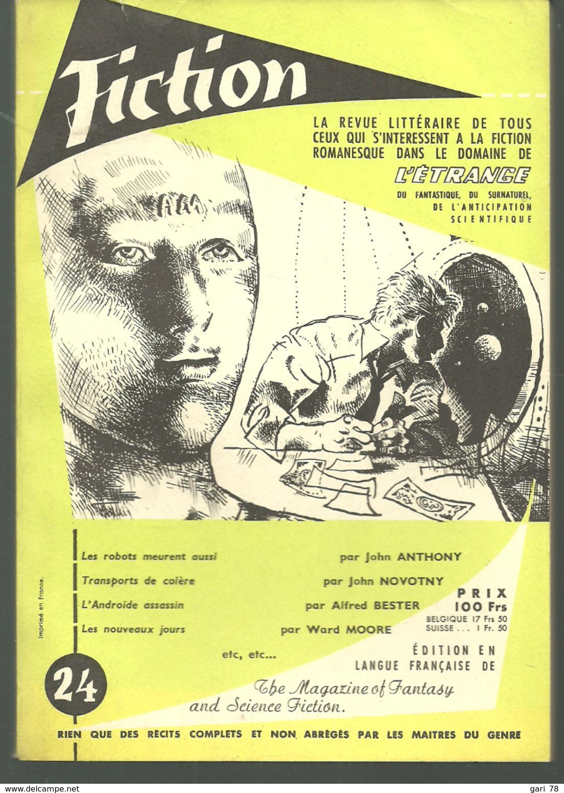 FICTION N° 24 Novembre 1955 Revue Littéraire De L'étrange Fantastique Et Science Fiction -  J ANTHONY, J NOVOTNY Etc - Other & Unclassified