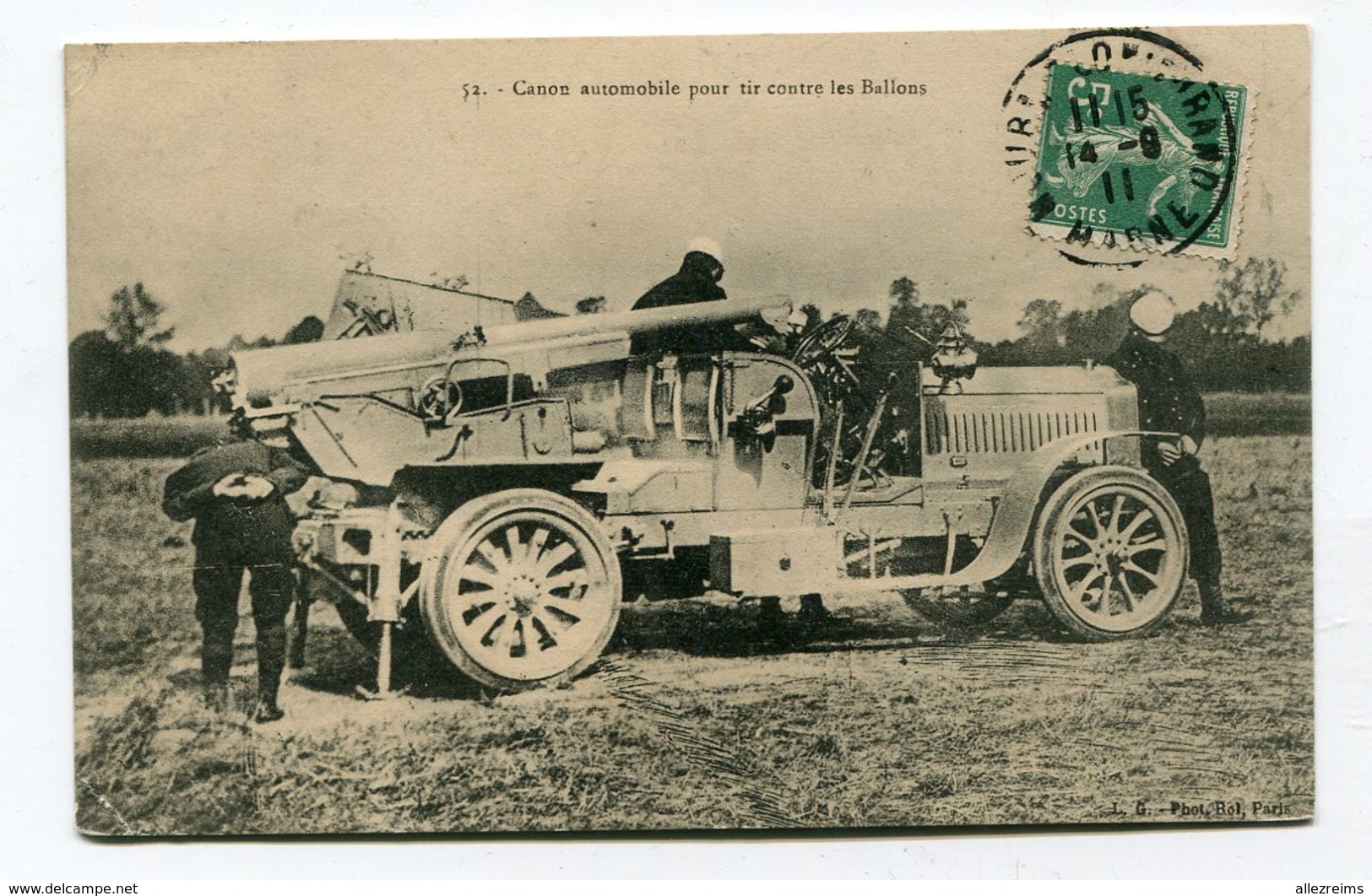 CPA  Militaria  :  Canon Automobile  1911    A  VOIR  !!!! - Matériel