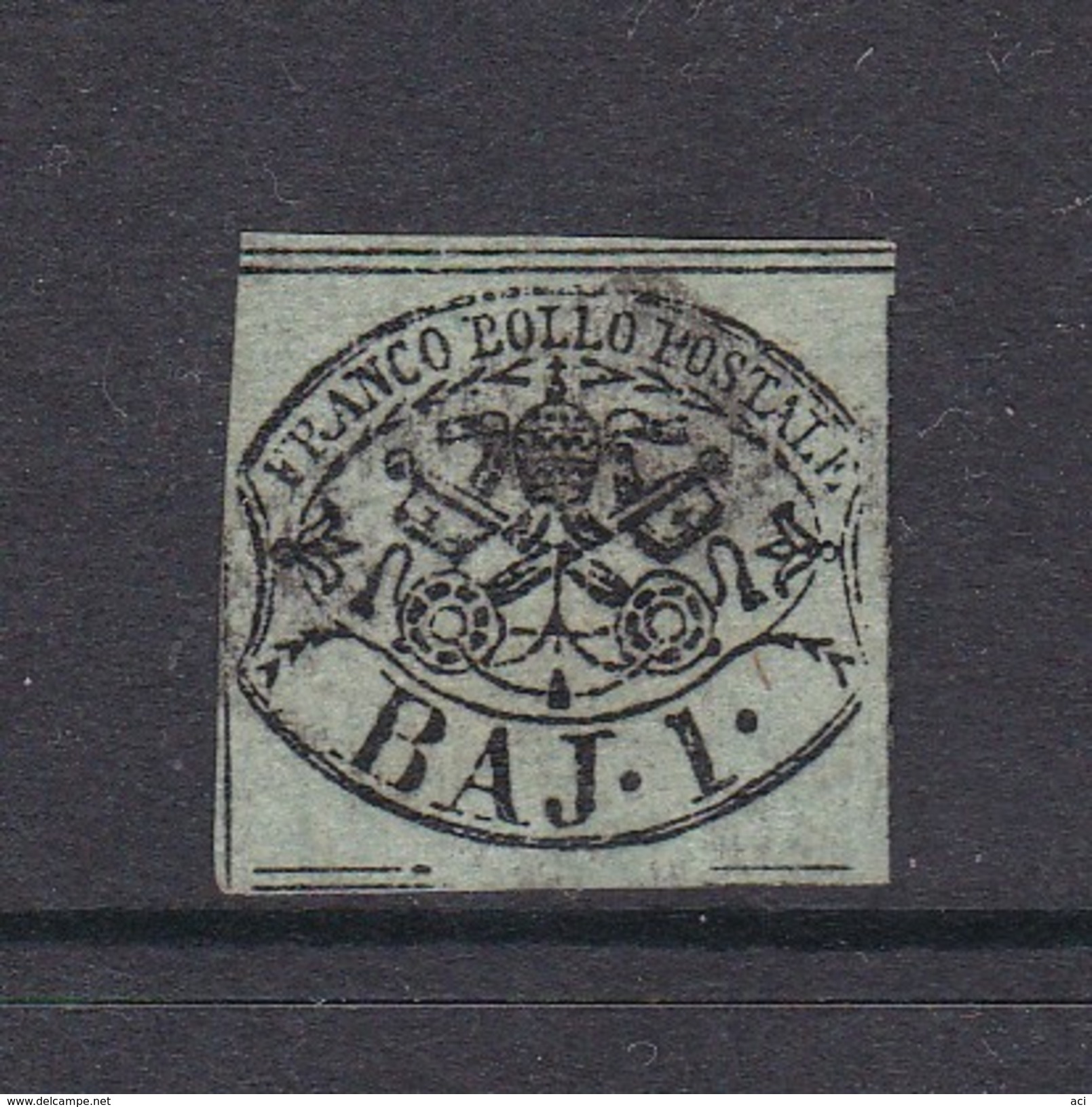 Italian States Papal States 1852 Baj 1 Grey Green Used - Papal States