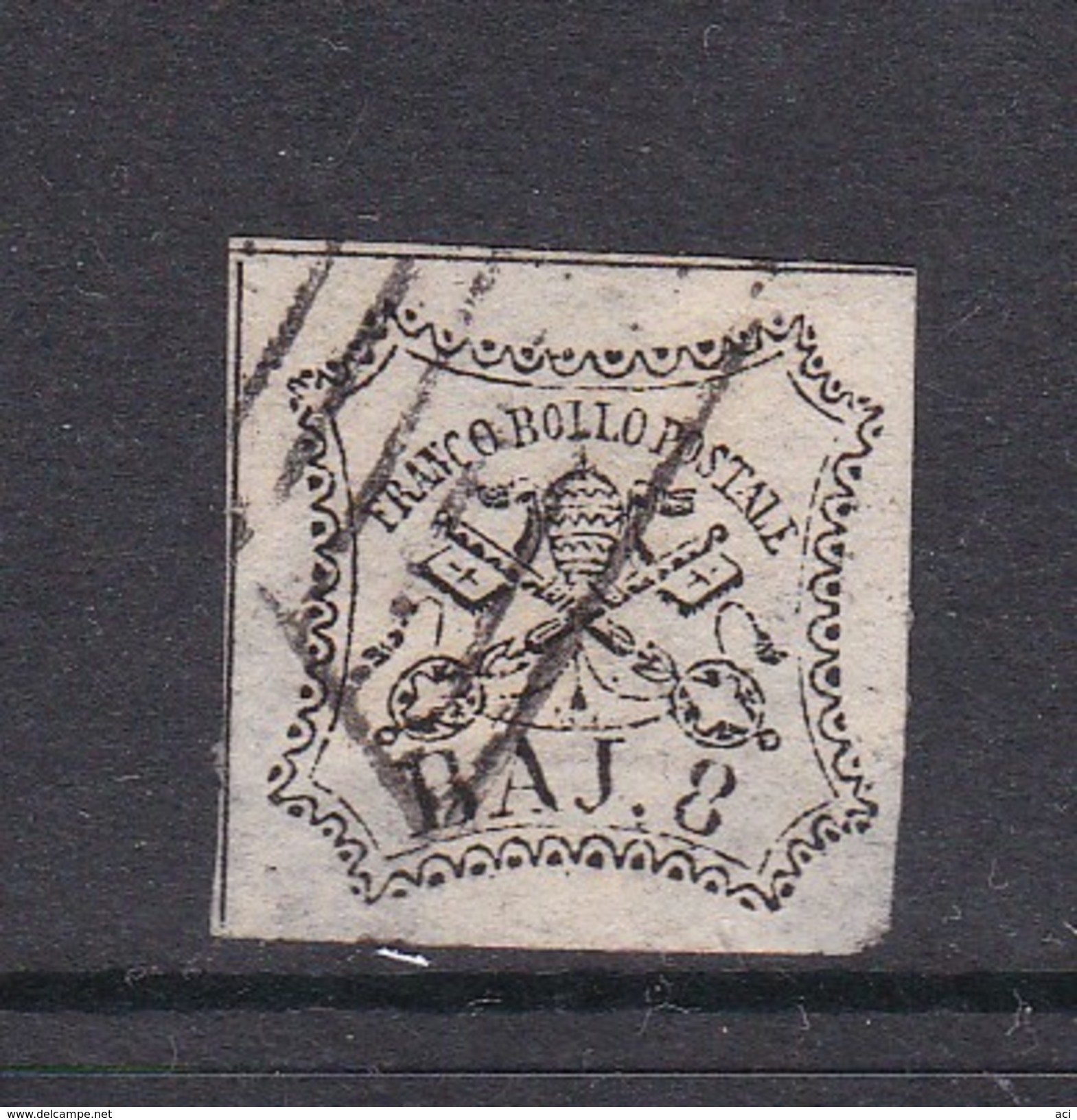 Italian States Papal States 1852 Baj 8 White Used - Papal States