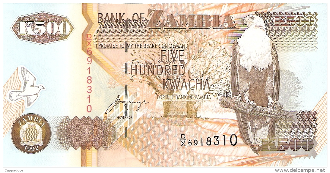ZAMBIE   500 Kwacha   1992   Sign.11   P. 39b   UNC - Zambie