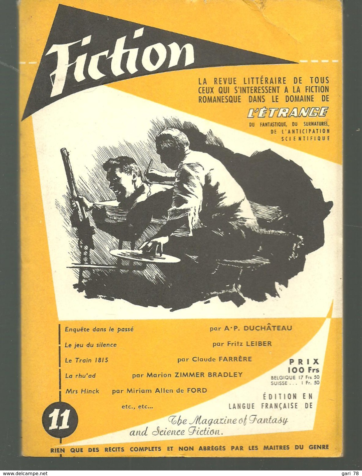 FICTION N° 11 Octobre  1954 Revue Littéraire De L'étrange Fantastique Et Science Fiction - AP DUCHATEAU, F LEIBER   Etc - Altri & Non Classificati