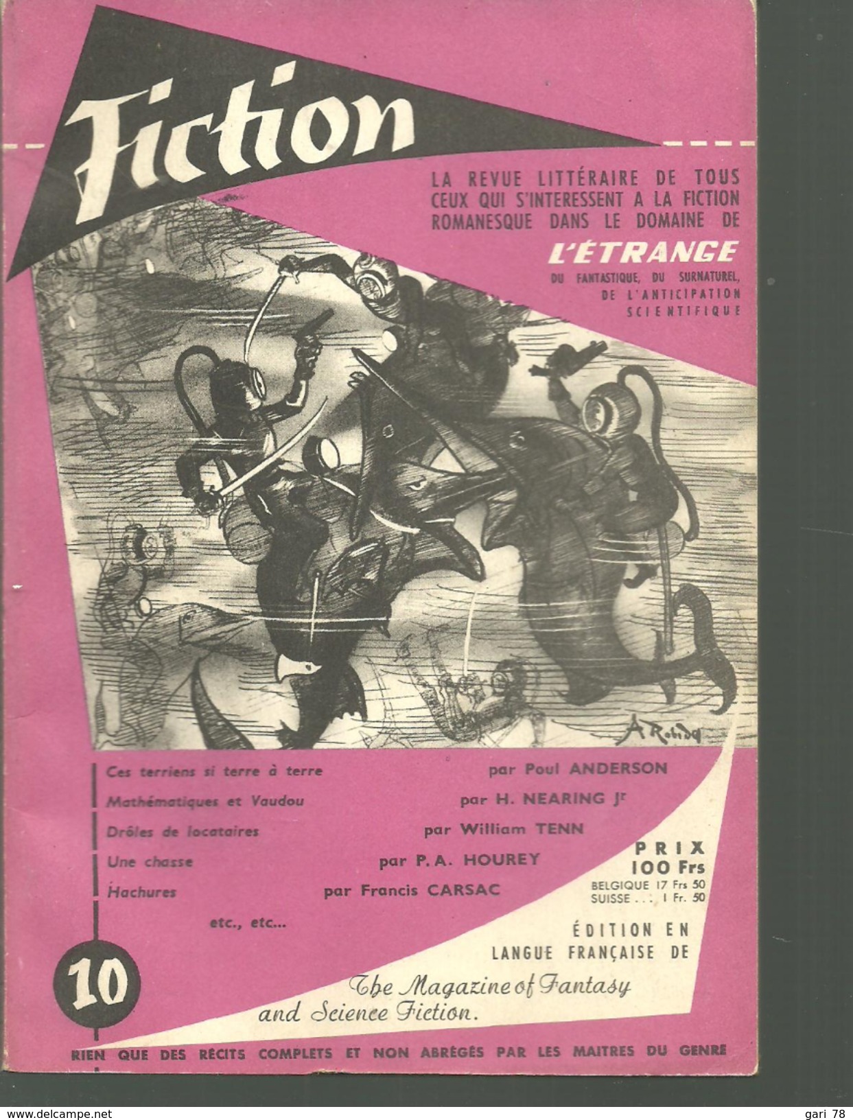 FICTION N° 10 Septembre 1954 Revue Littéraire De L'étrange Fantastique Et Science Fiction - P ANDERSON, H NEARING Jr Etc - Altri & Non Classificati