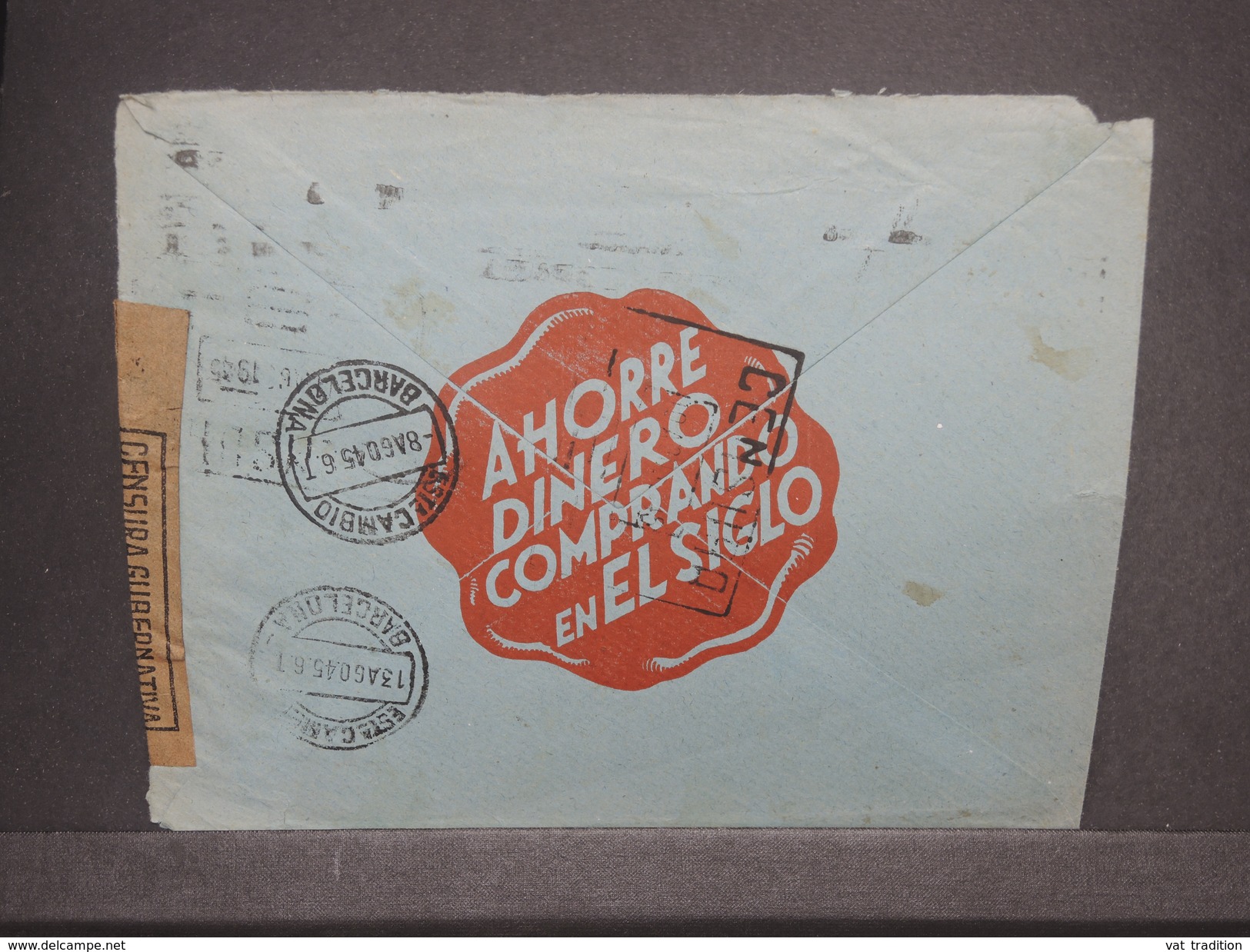 ESPAGNE - Enveloppe Commerciale De Barcelone En 1945 Pour Paris Avec Contrôle Postal, + Censure De Barcelone - L 7366 - Nationalists Censor Marks