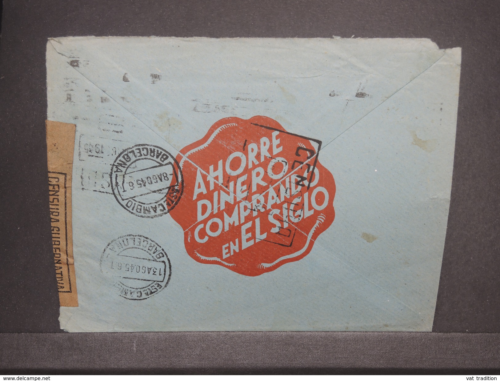 ESPAGNE - Enveloppe Commerciale De Barcelone En 1945 Pour Paris Avec Contrôle Postal, + Censure De Barcelone - L 7366 - Marcas De Censura Nacional