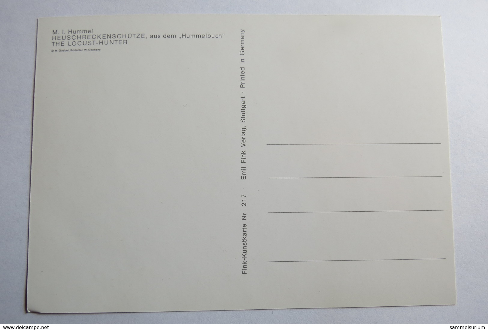(9/4/49) AK "Heuschreckenschütze" Signiert Mit Hummel, Kunstkarte Nr. 217 - Hummel