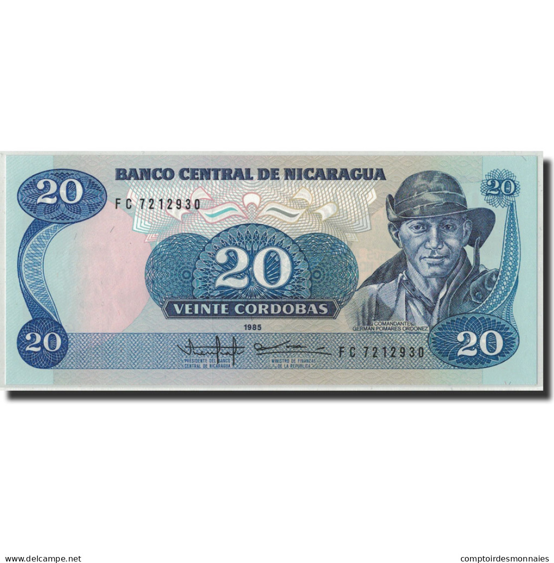 Billet, Nicaragua, 20 Cordobas, 1985 (1988), KM:152, NEUF - Nicaragua