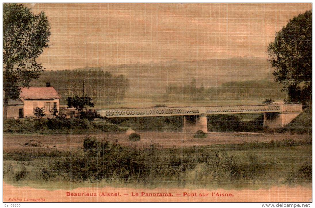 02 BEAURIEUX LE PANORAMA PONT SUR L'AISNE CARTE TOILEE CIRCULEE - Autres & Non Classés