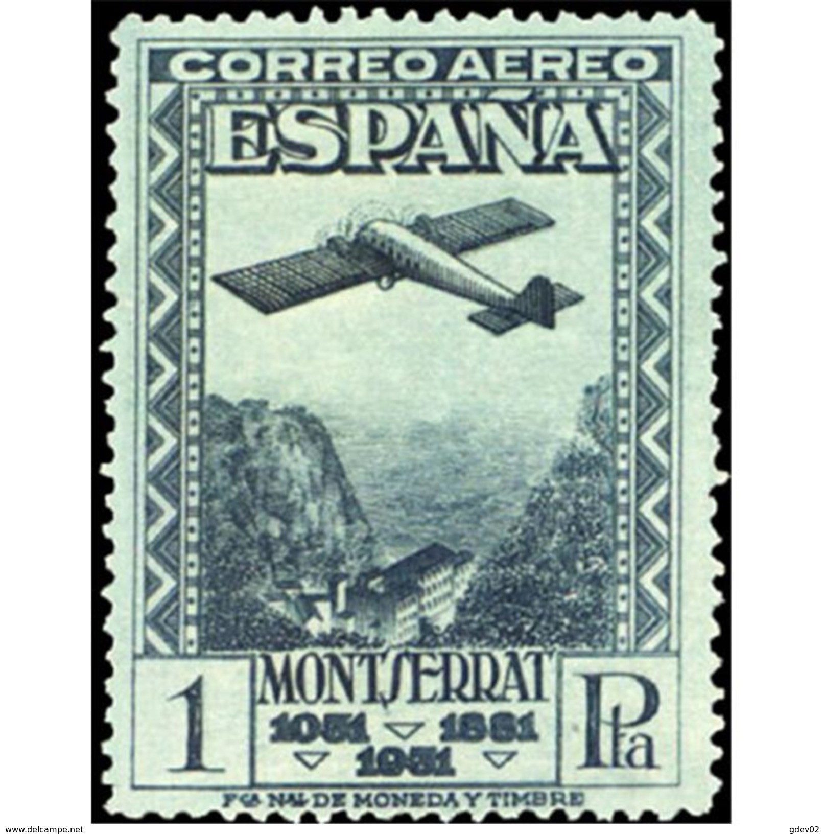 ES654STV-LTV***654STAN.Spain.Esgane.Montañas Y MONASTERIO  DE MONTSERRAT AEREO.Avion 1931 (Ed 654**) - Nuevos